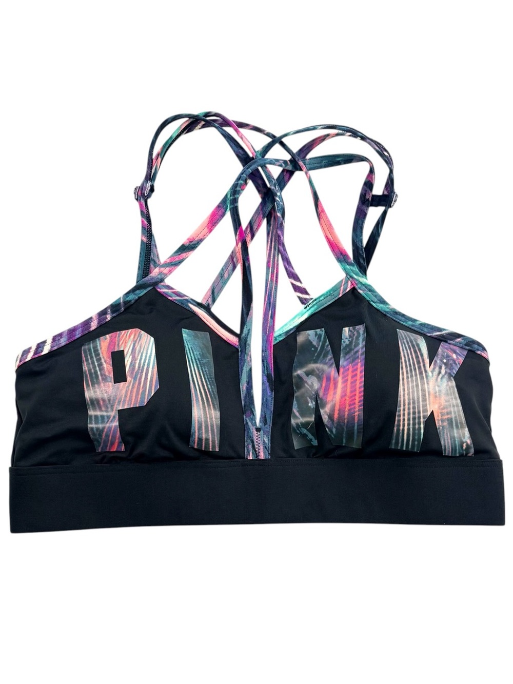 PINK VICTORIA’S SECRET Ultimate Strappy Sports Bra Small Lightly Lined Black